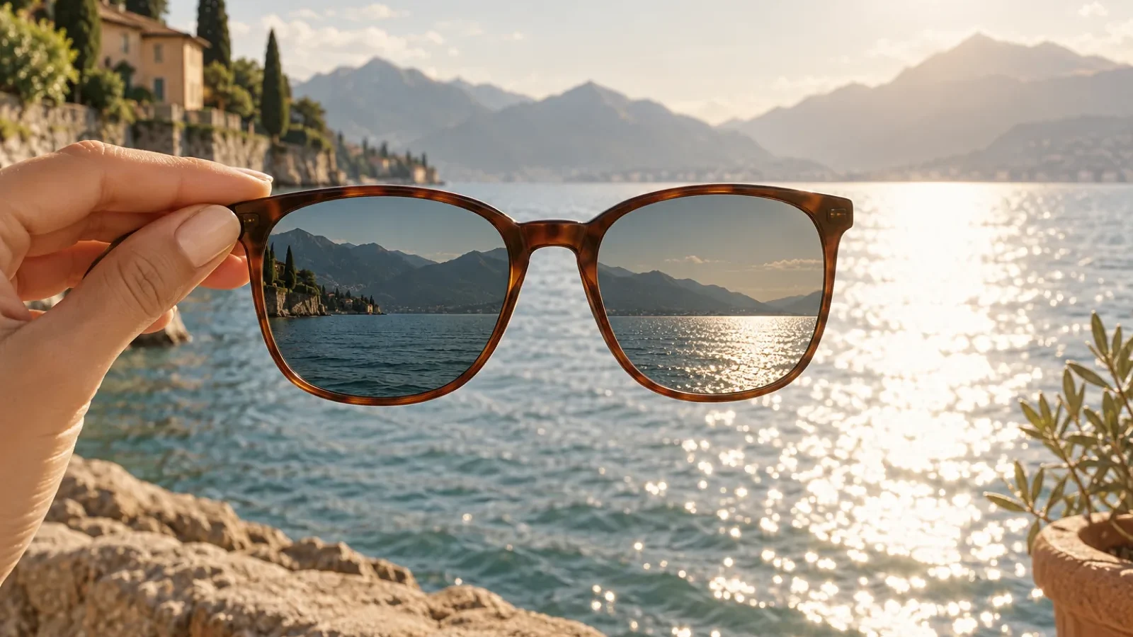 Confronto dei riflessi sull'acqua con e senza lente polarizzata
