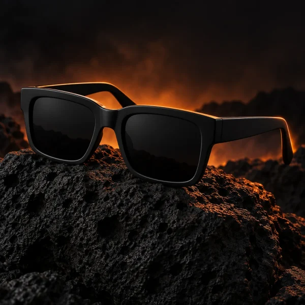 Occhiali da sole Stromboli rettangolari total black opachi